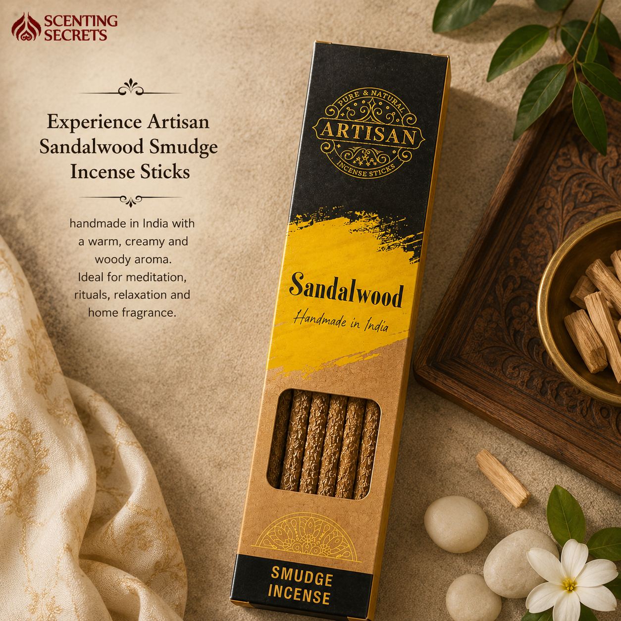 Sandalwood Smudge Incense sticks by Artisan