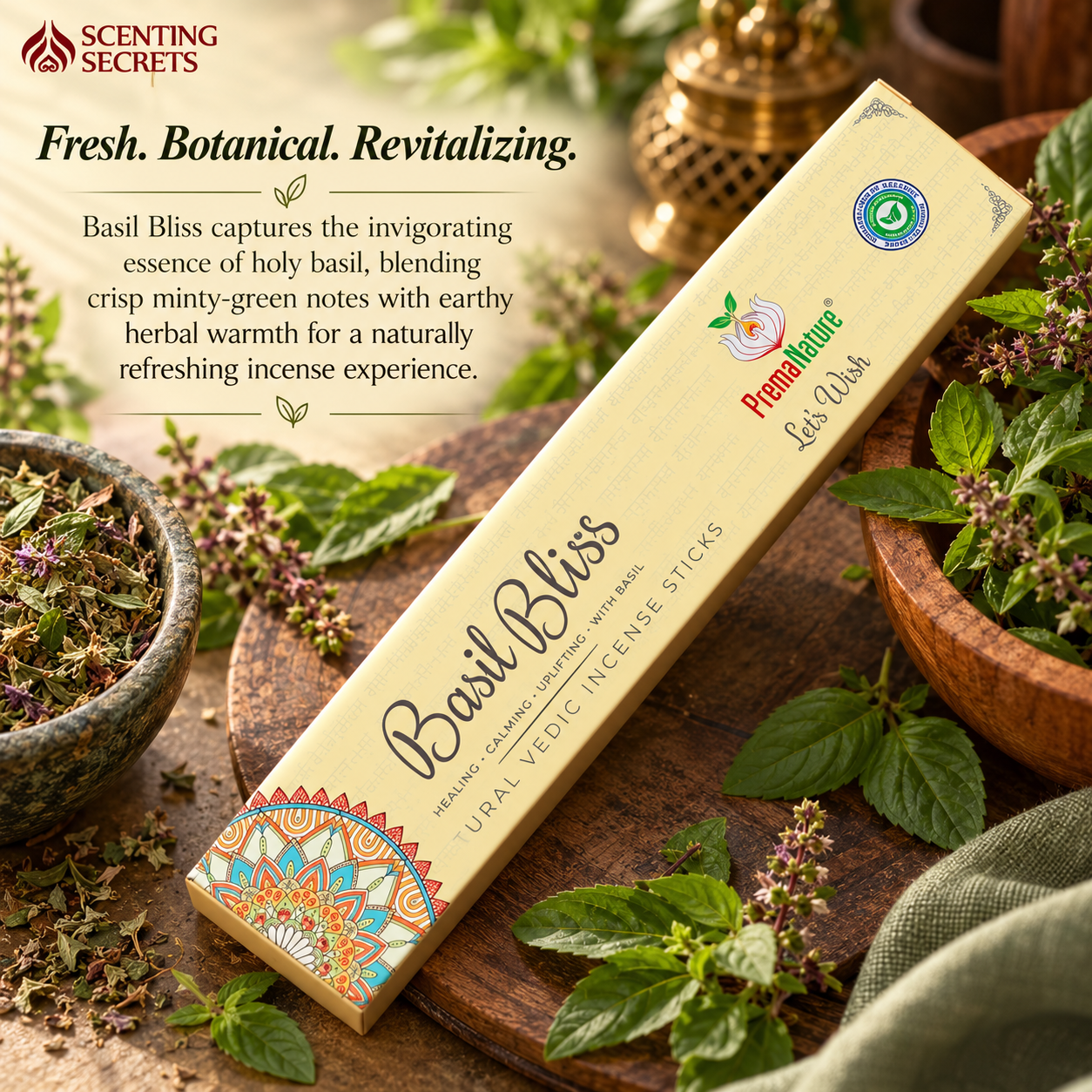 Basil Bliss Premium Incense sticks by Prema Nature