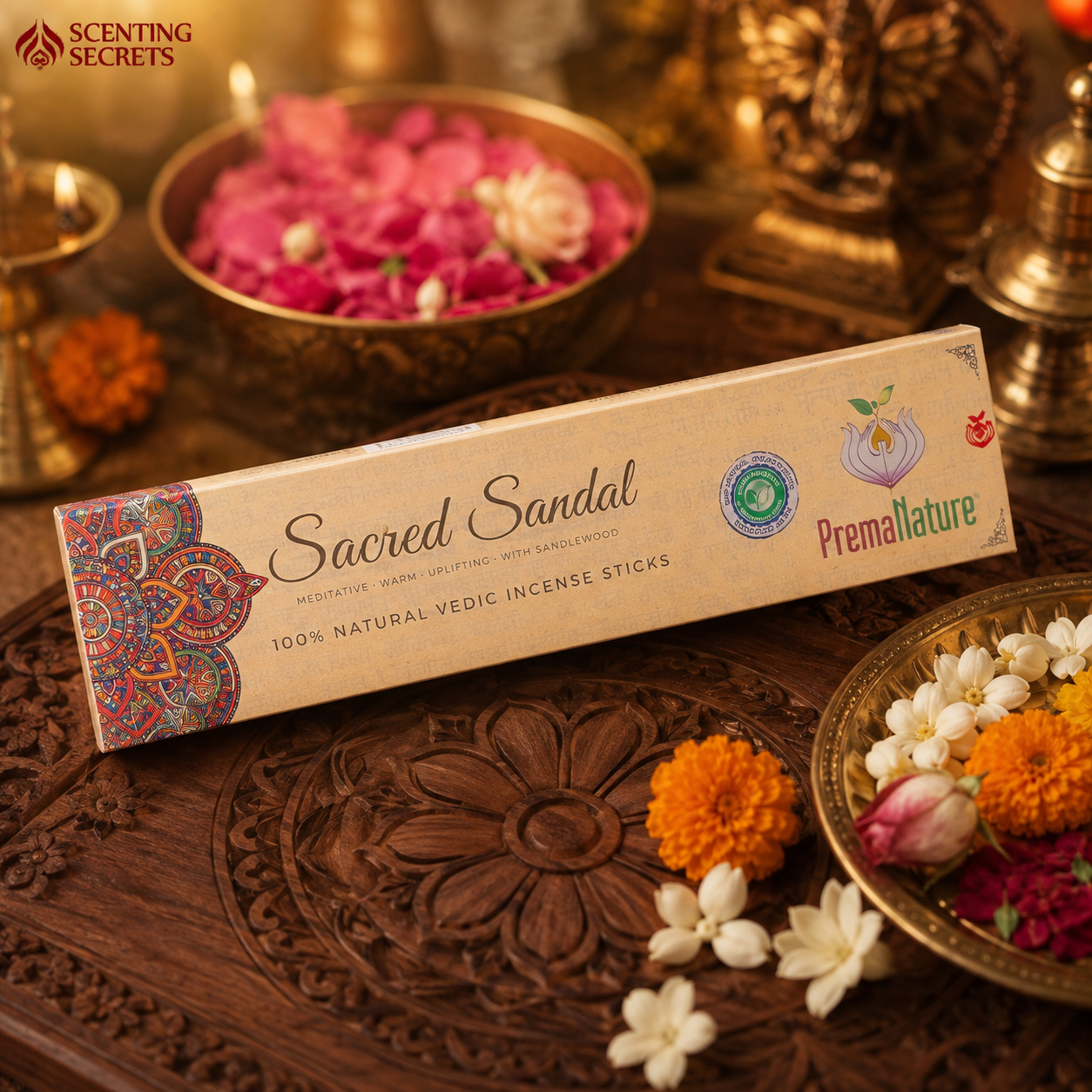 Sacred Sandal Premium Incense sticks by Prema Nature